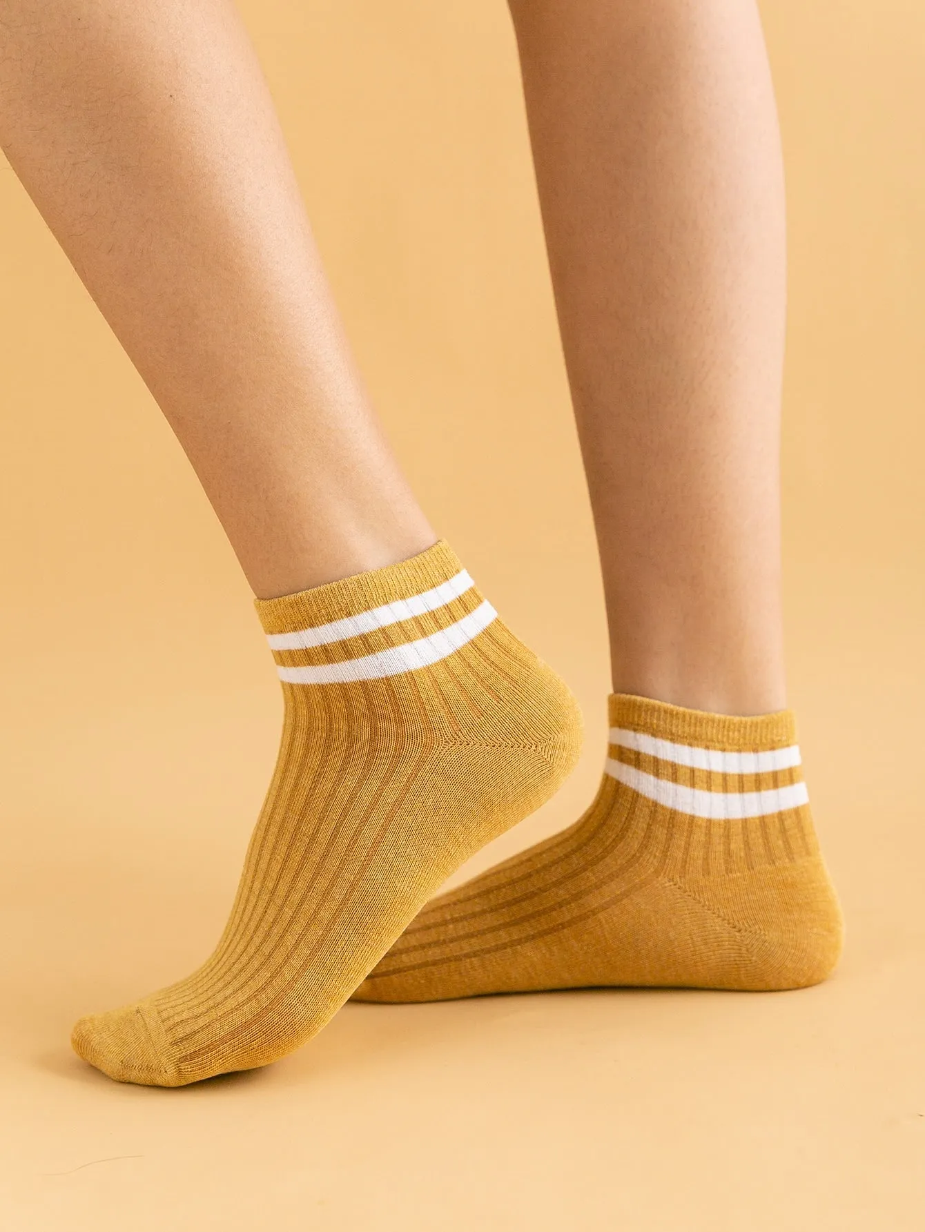 10 pairs Striped Fashion Ankle Socks - Multicolor
