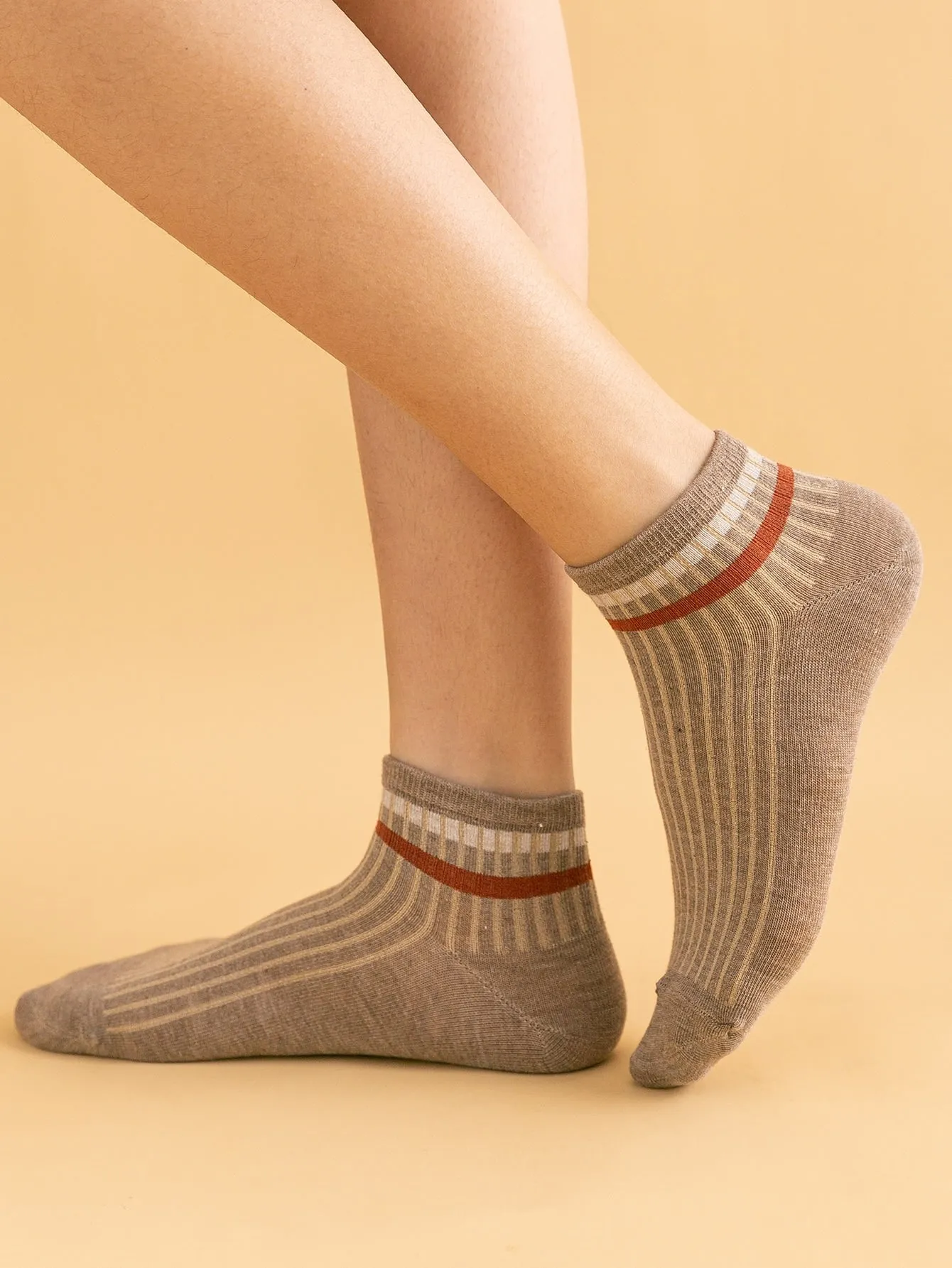 10 pairs Striped Fashion Ankle Socks - Multicolor
