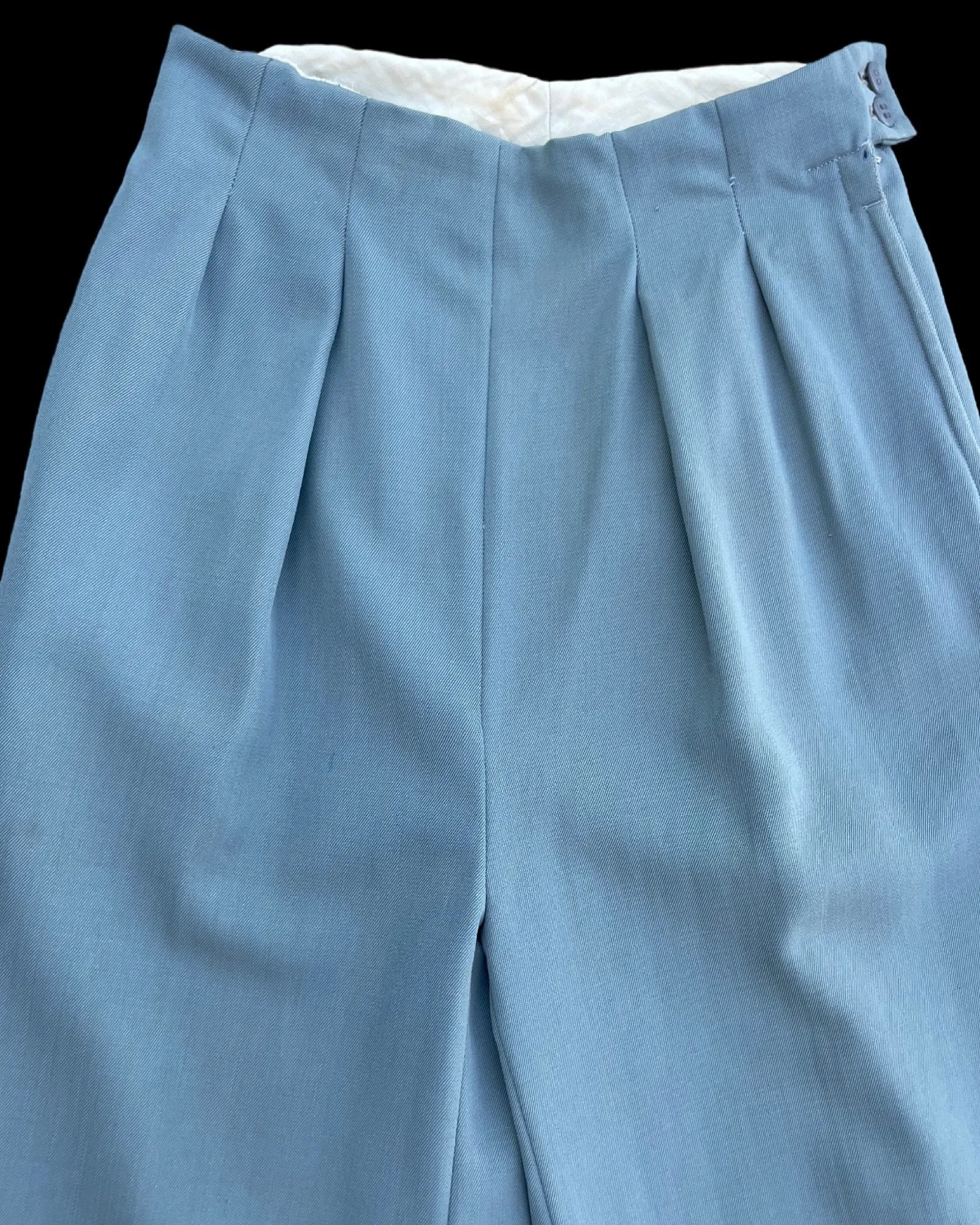 1940s Pleat Front Side Button/ Zip Slate Grey Gabardine Trousers