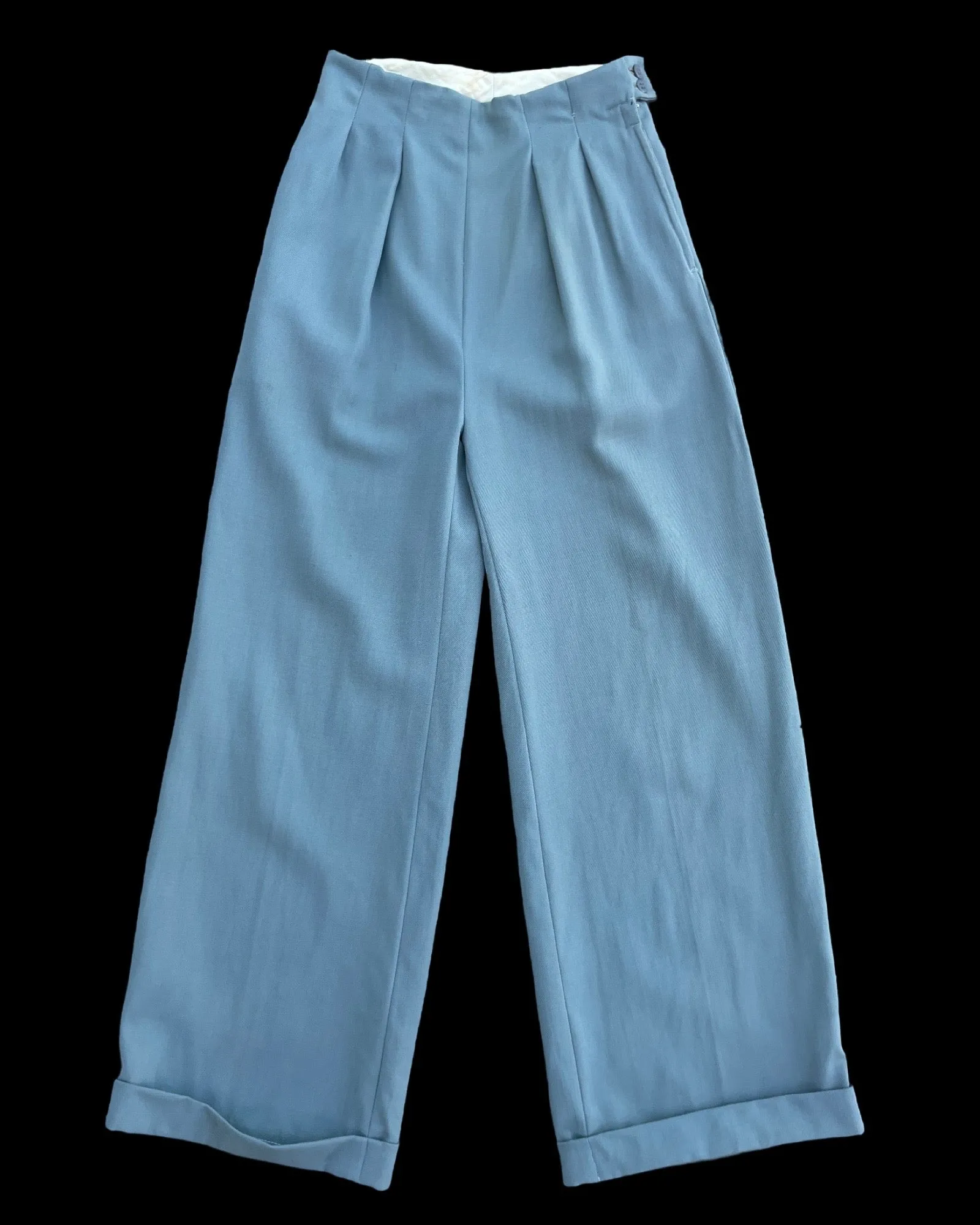 1940s Pleat Front Side Button/ Zip Slate Grey Gabardine Trousers