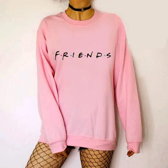 2020 NEW Fashion Womens Letters FRIENDS Print Long Sleeve Hoodie Sweatshirt Ladies Slouch Pullover Jumper Tops 5 Colors S M L XL