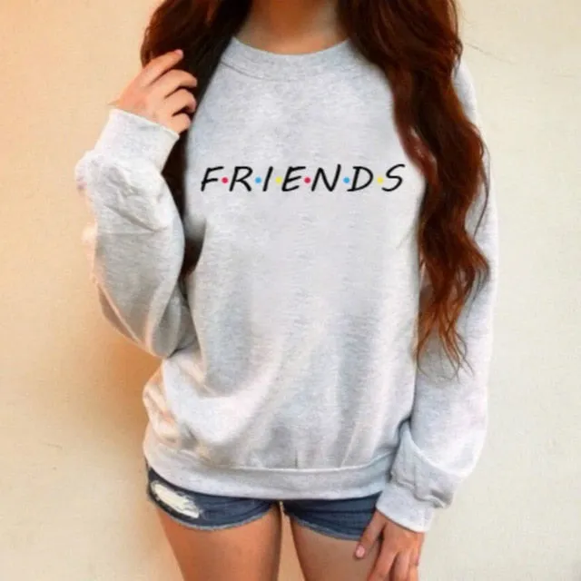 2020 NEW Fashion Womens Letters FRIENDS Print Long Sleeve Hoodie Sweatshirt Ladies Slouch Pullover Jumper Tops 5 Colors S M L XL