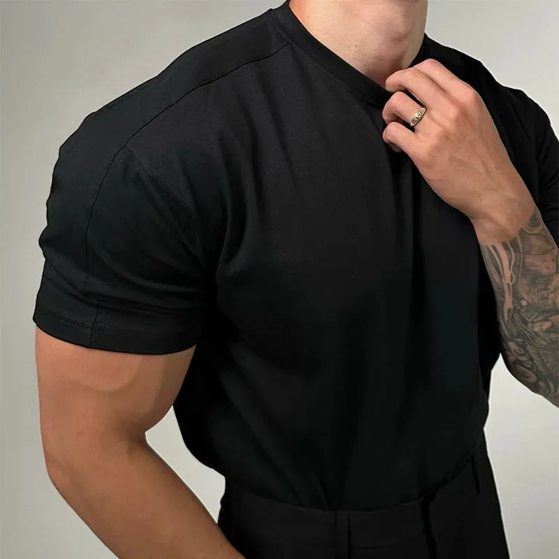 2024 Summer New Mens T-shirts Pure Cotton Breathable Slim Short Sleeve O Neck Bottoming T Shirt Streetwear Men Casual Pullovers