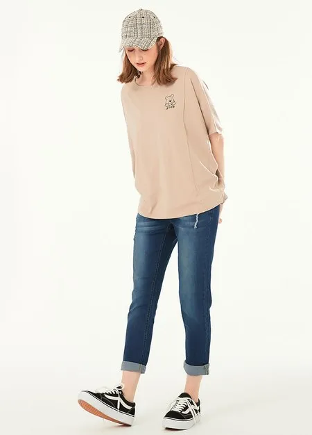 211530B7 Washed Maternity Boyfriend Jeans