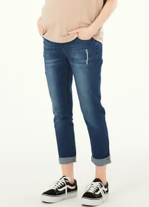 211530B7 Washed Maternity Boyfriend Jeans