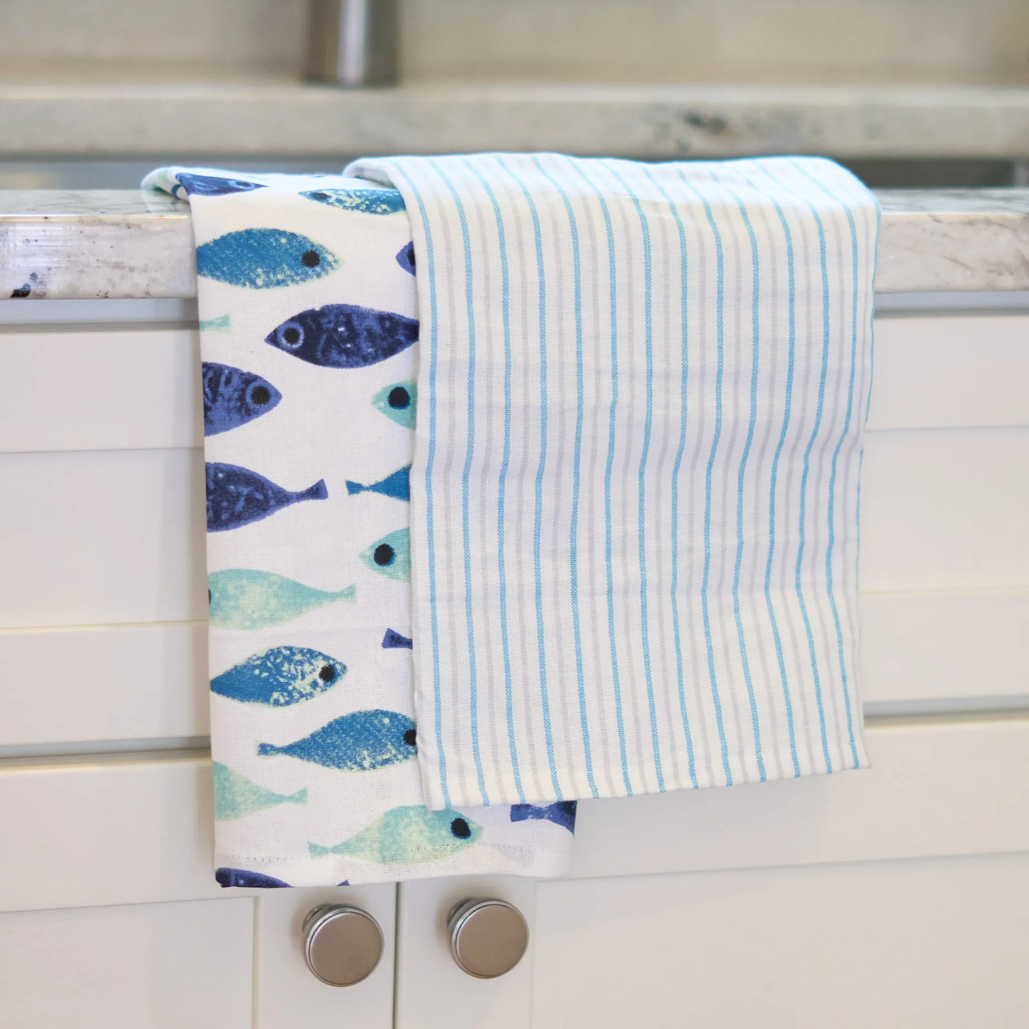 3 Piece Seafoam Stripe Tea Towel Set