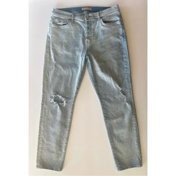 7 For All Mankind Josefina Feminine Boyfriend Jeans Skinny 31 Button Fly