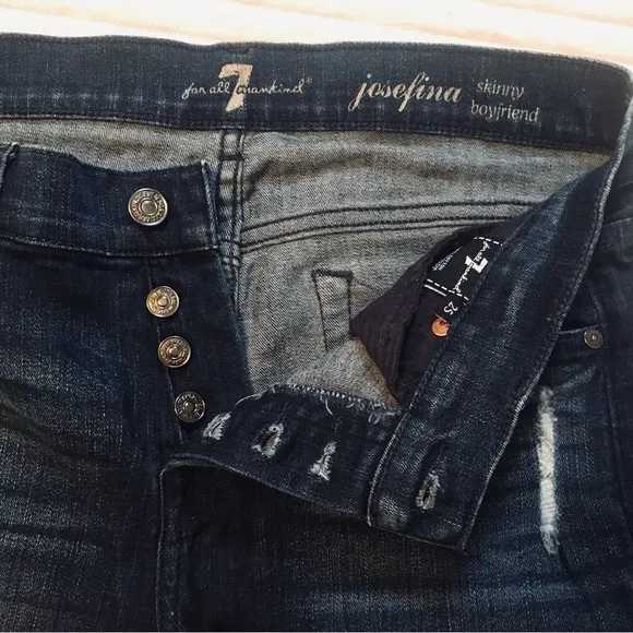 7FAM 7 For All Mankind Distressed Josefina Skinny Boyfriend Jeans Women’s 25 0
