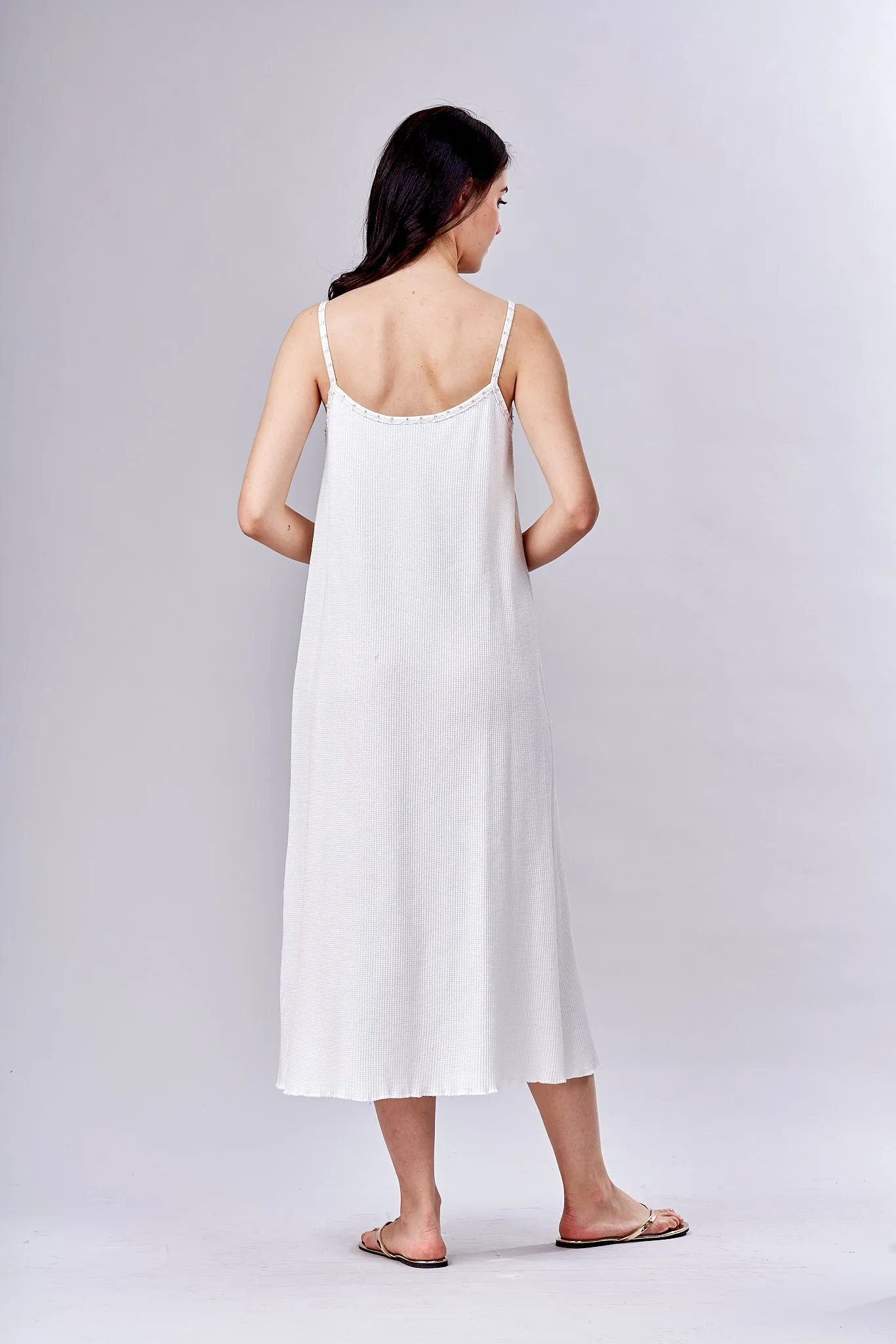 8504 Long gown with spaghetti straps