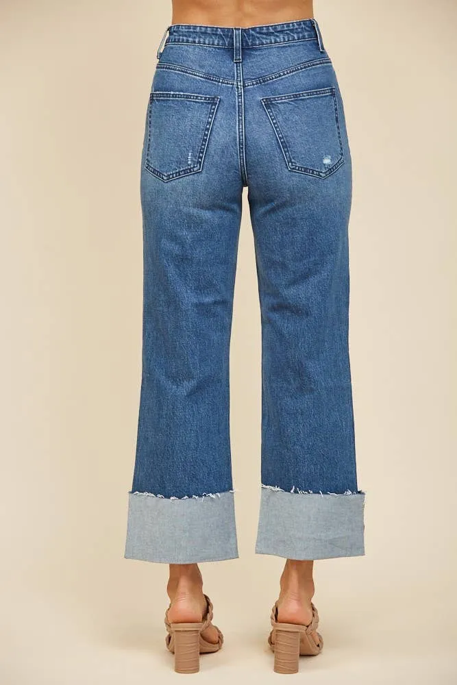 Above and Beyond Straight Leg Boyfriend Fit Cuff Jeans