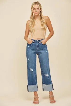 Above and Beyond Straight Leg Boyfriend Fit Cuff Jeans