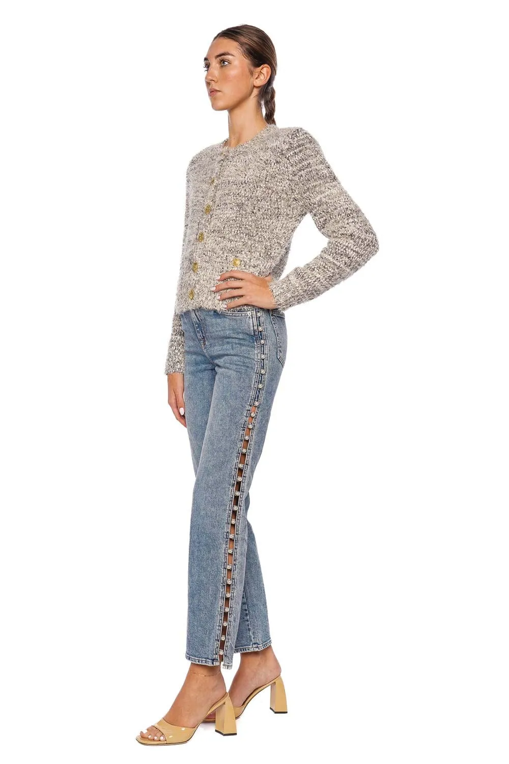 Amelia Pearl Embellished Cut Out Jean