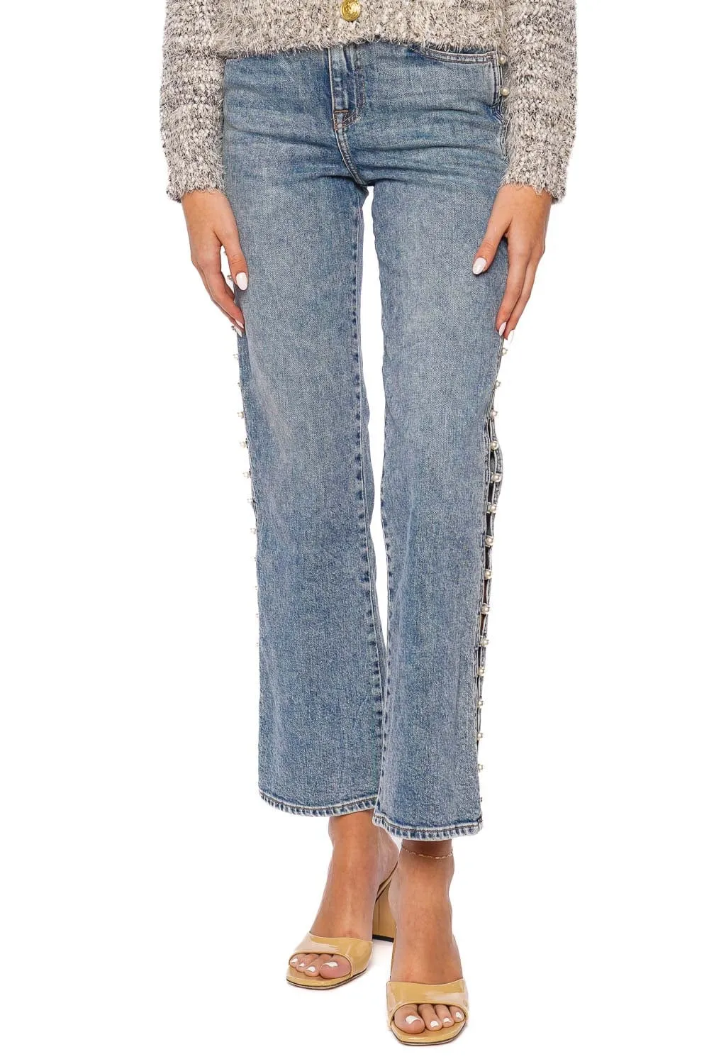 Amelia Pearl Embellished Cut Out Jean