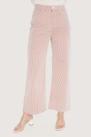 Ankle Length Relaxed Pinstriped Pants
