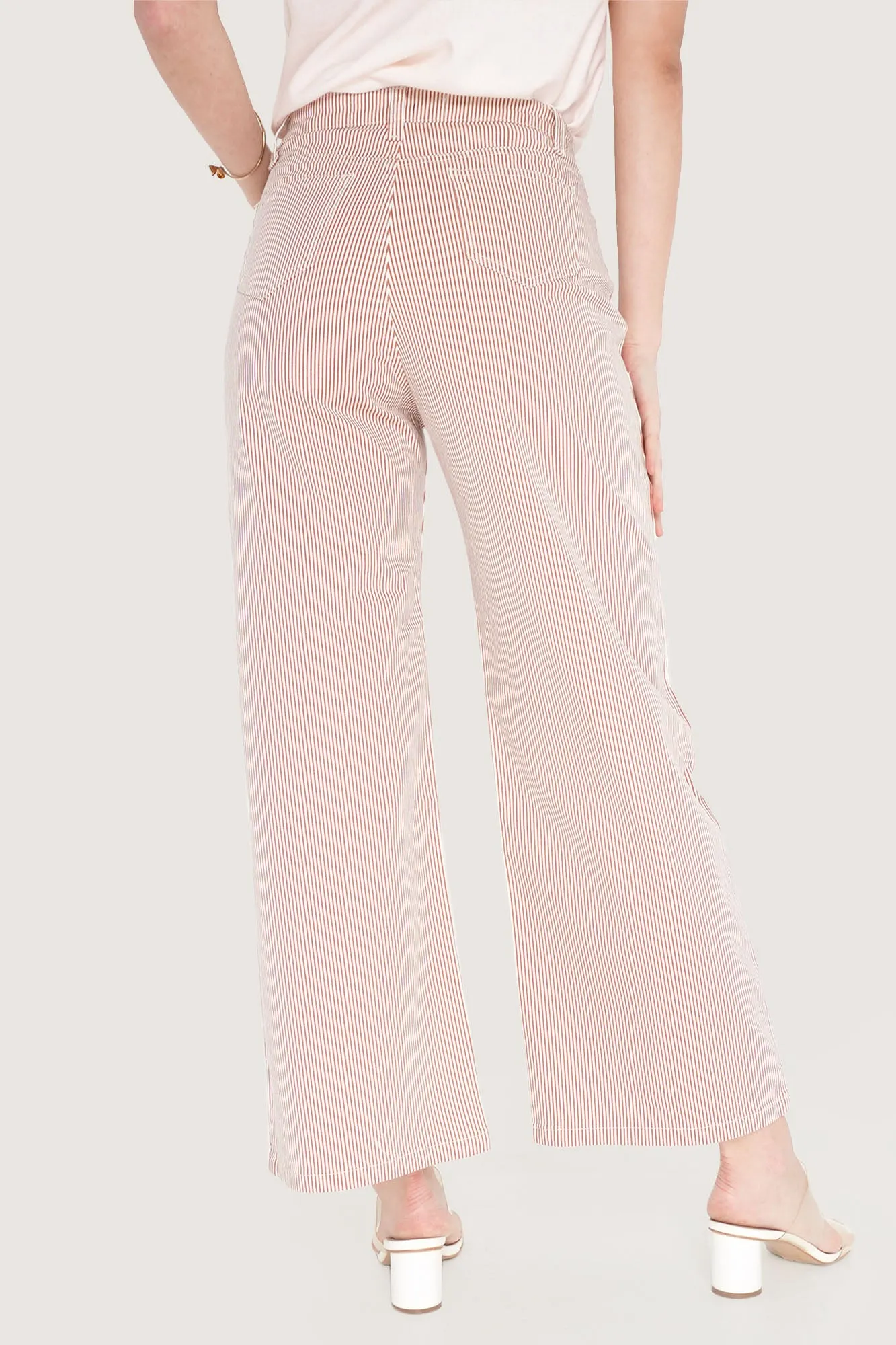 Ankle Length Relaxed Pinstriped Pants
