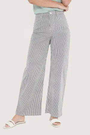Ankle Length Relaxed Pinstriped Pants