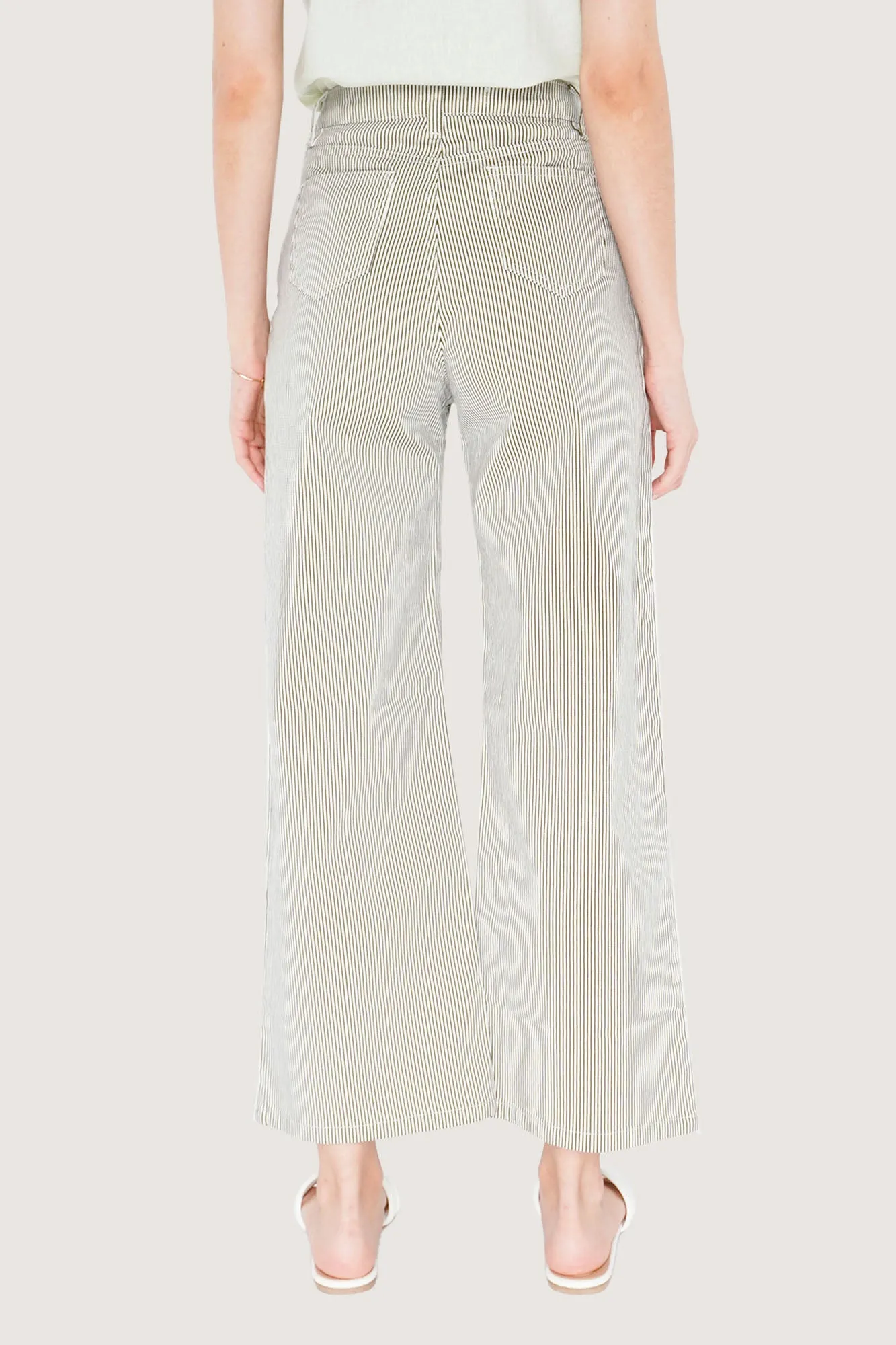 Ankle Length Relaxed Pinstriped Pants