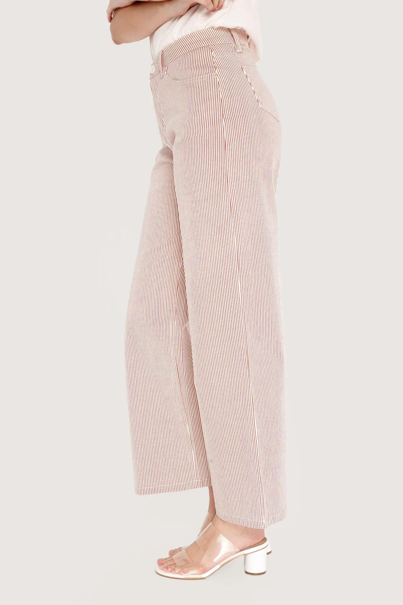 Ankle Length Relaxed Pinstriped Pants
