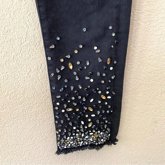 Anthropologie Pilcro Mid-Rise Slim Straight Embellished Jeans