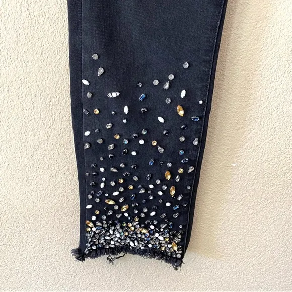 Anthropologie Pilcro Mid-Rise Slim Straight Embellished Jeans