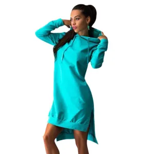 Arrival Women Casual Hoodie Tops Long Sleeve Hooded Mini Dress