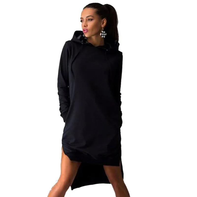 Arrival Women Casual Hoodie Tops Long Sleeve Hooded Mini Dress