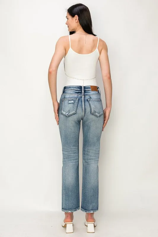 Artemis Vintage HIGH RISE CRYSTAL EMBELLISHED CROP STRAIGHT JEANS