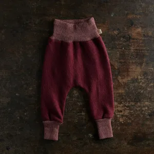 Baby & Kids Light Weight Boiled Merino Wool Cuffed Pants - Cassis