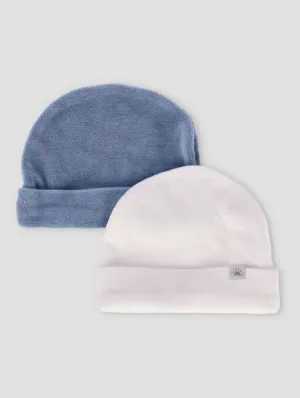 Baby Boys 2 Pack Velour Beanies - Blue/White