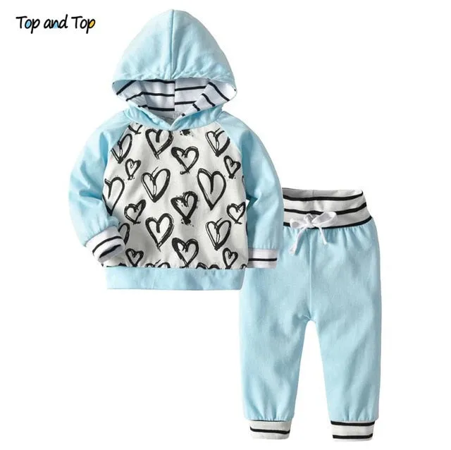 Baby Hooded Sweatshirt Striped Pants