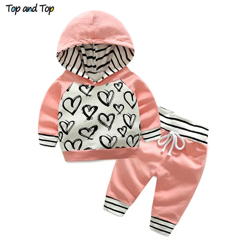 Baby Hooded Sweatshirt Striped Pants