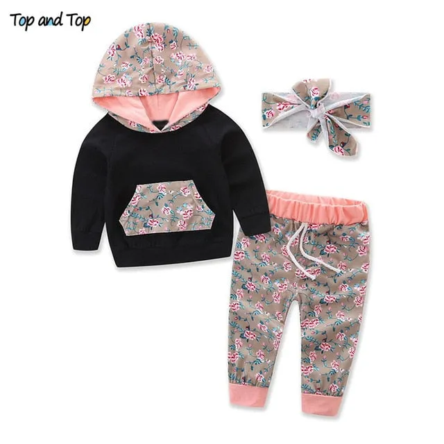 Baby Hooded Sweatshirt Striped Pants