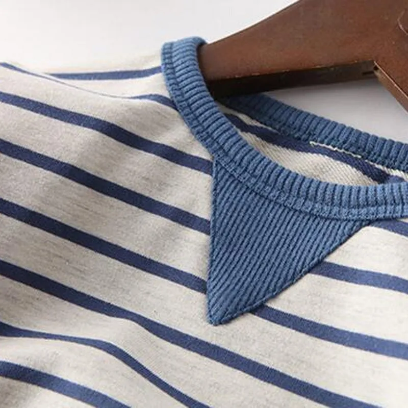 Baby Striped Long Sleeve Set of Shirt and Pants - Blue