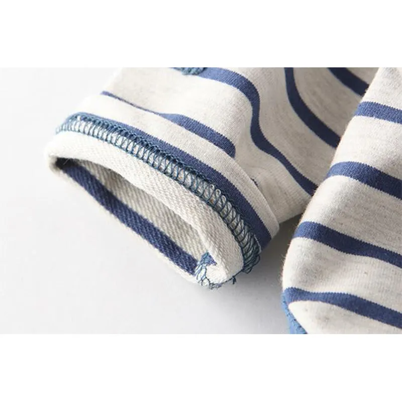 Baby Striped Long Sleeve Set of Shirt and Pants - Blue