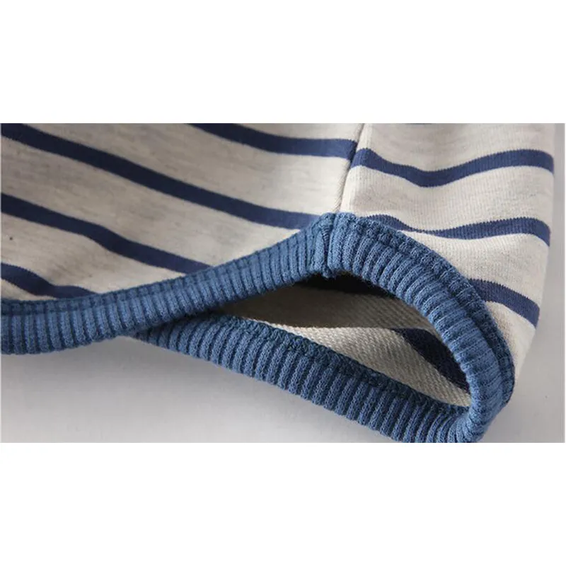Baby Striped Long Sleeve Set of Shirt and Pants - Blue