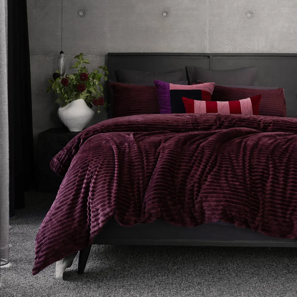 Bambury Channel Quilt Cover Set Plum