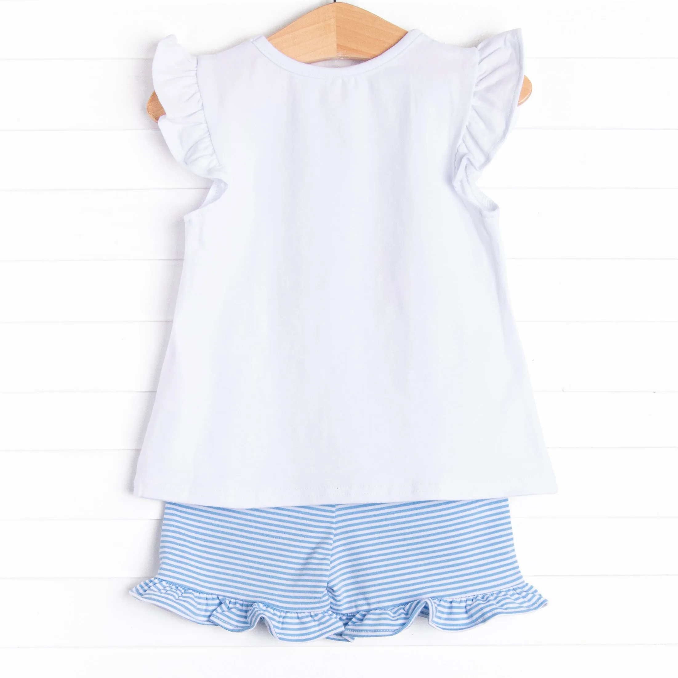 Barnyard Bash Applique Ruffle Short Set, Blue