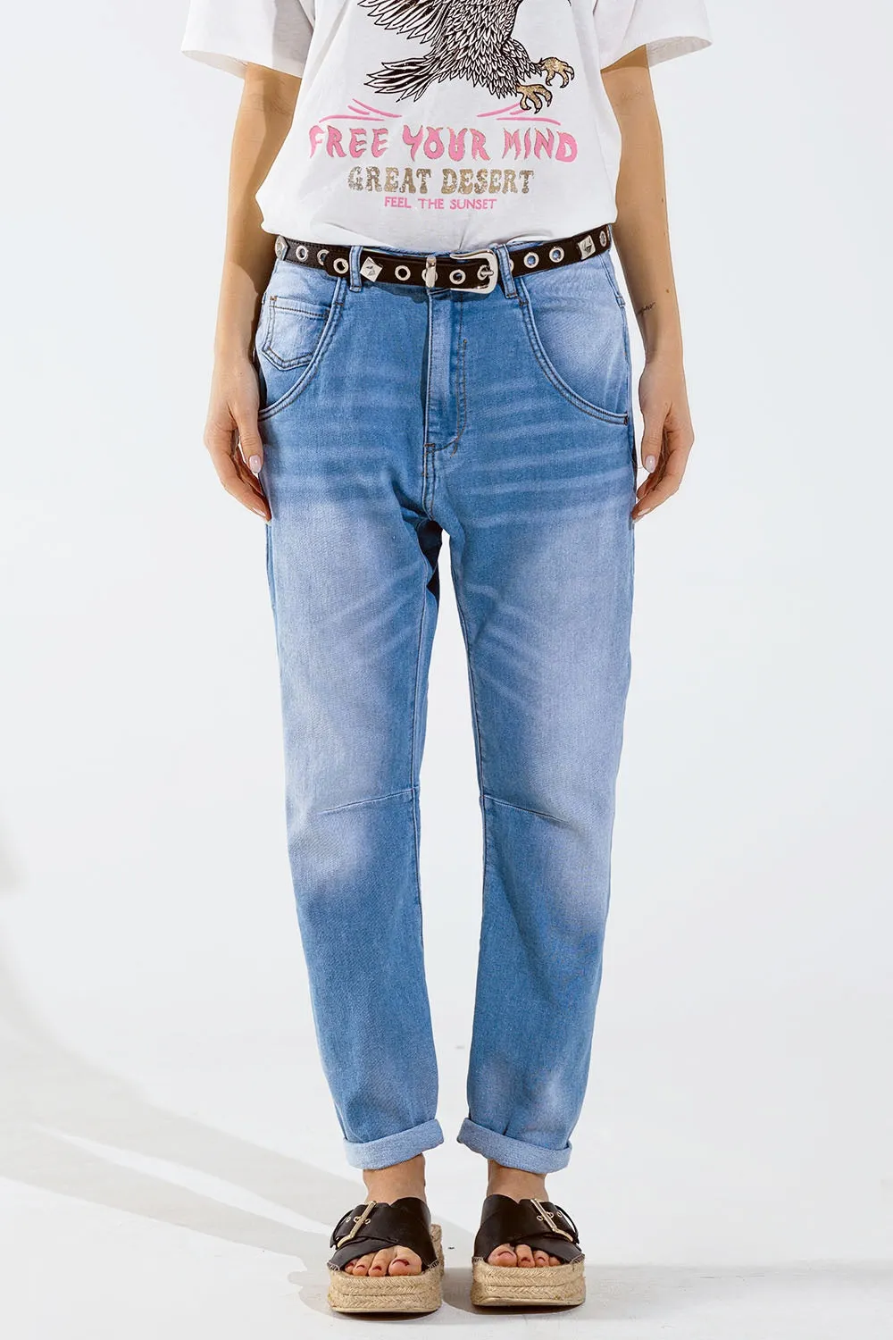 Basic Boyfriend Jeans With Stitch Detail