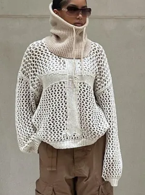 BerryBetty - New Women's Fashion Y2K Harajuku Hollow Out Knit Pullovers Crewneck Vintage Top Fairycore Grunge Top Fashion Loose Retro Smock Sweater Summer Shirts