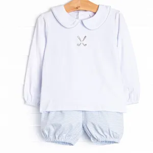 Best Day Birdie Embroidered Bloomer Set, Blue