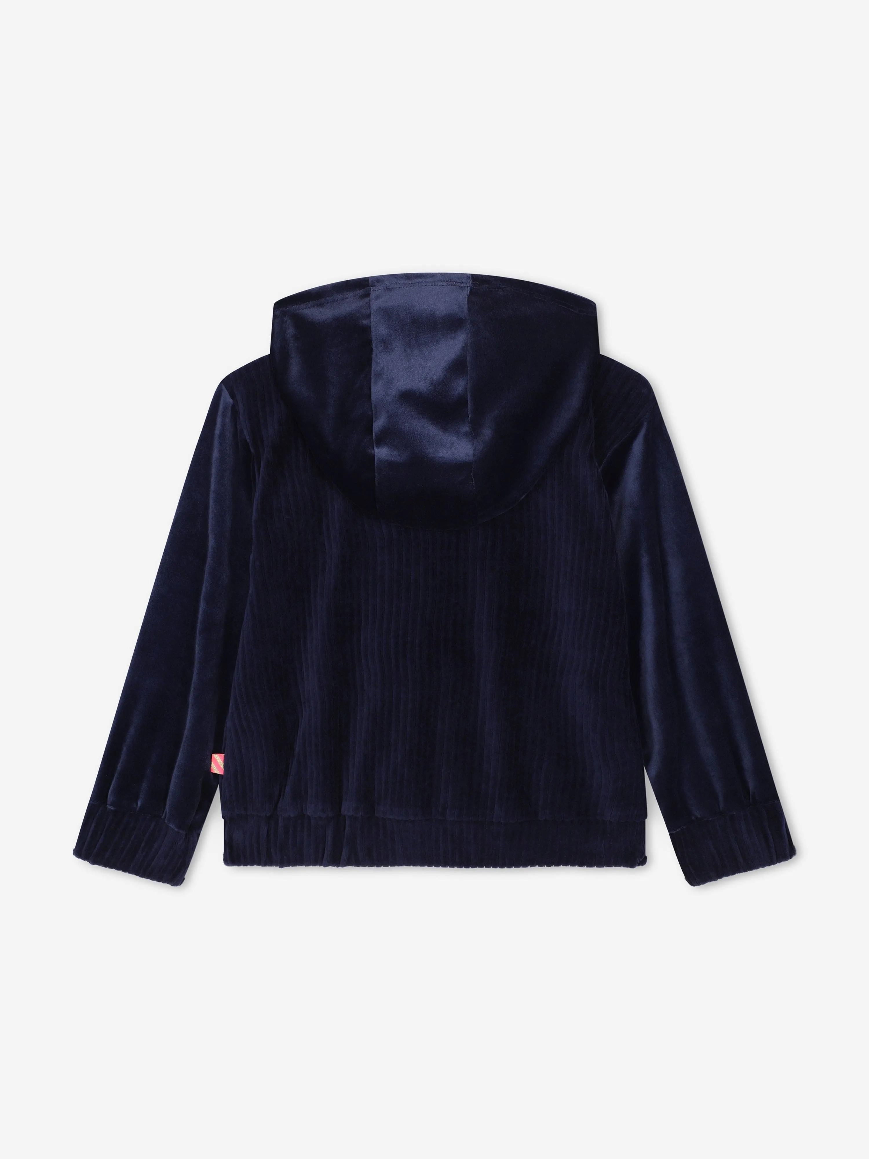 Billieblush Girls Velour Zip Up Top in Navy