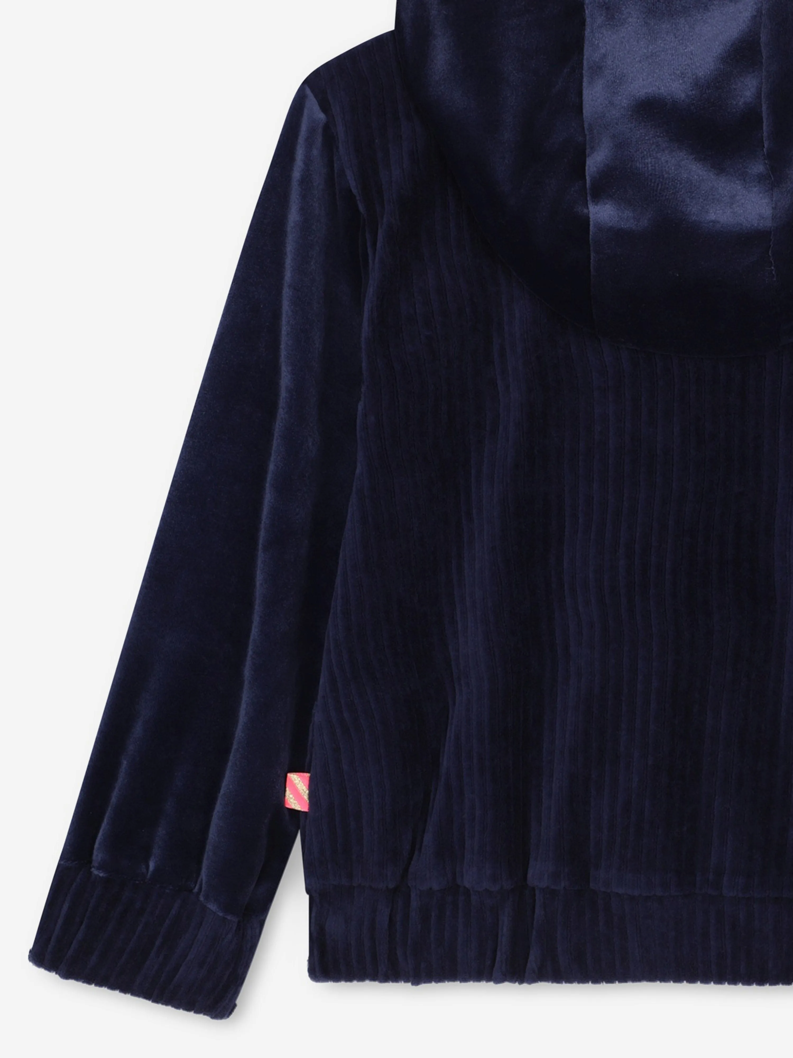 Billieblush Girls Velour Zip Up Top in Navy