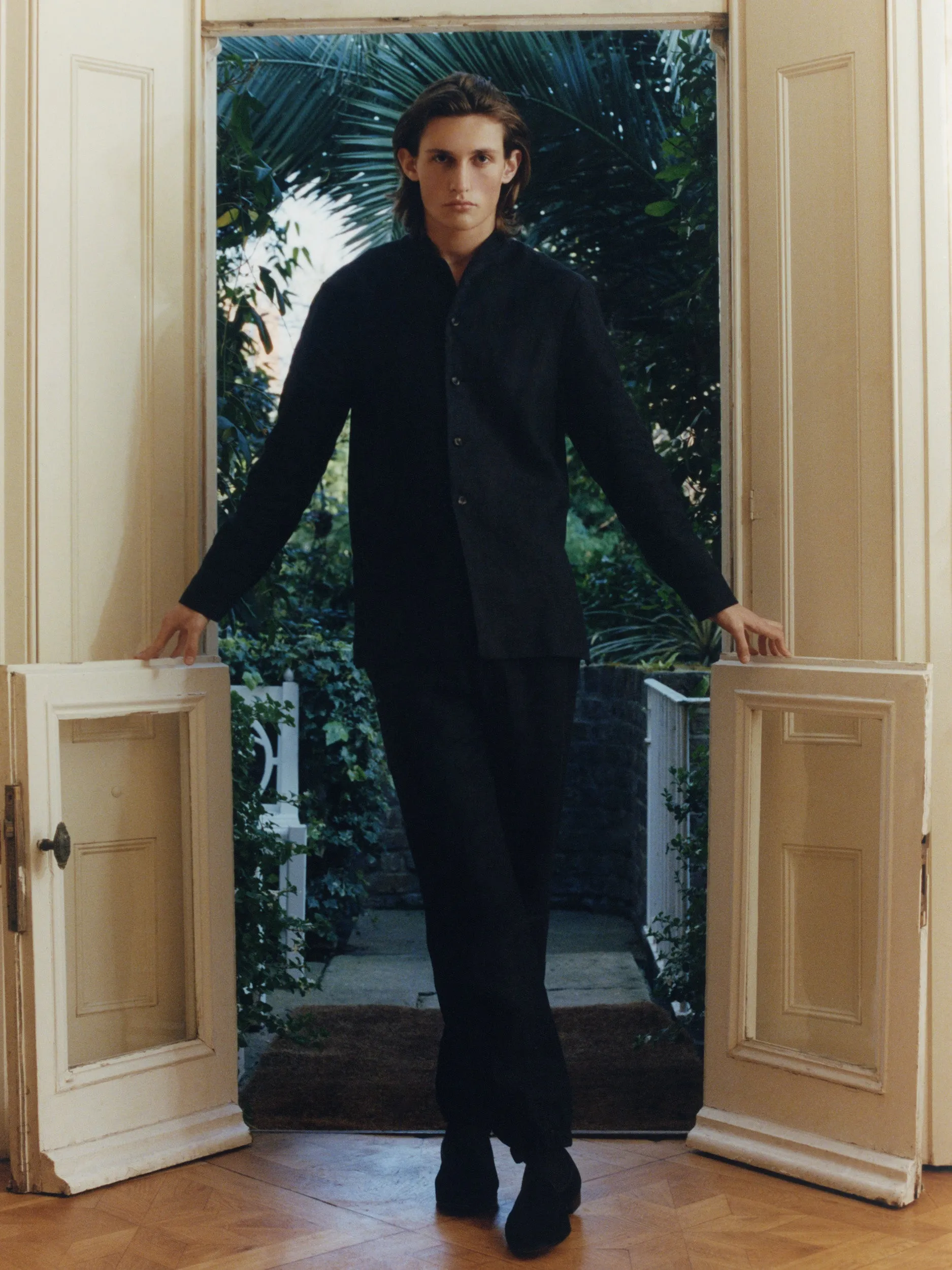 Black Elastic Waist Linen Trousers