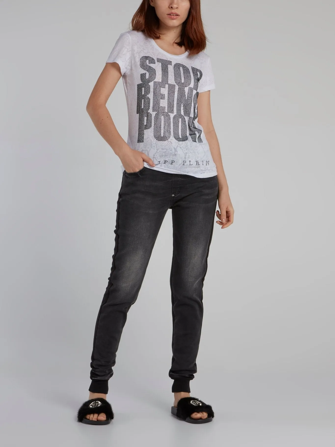 Black Faded Denim Effect Active Trousers