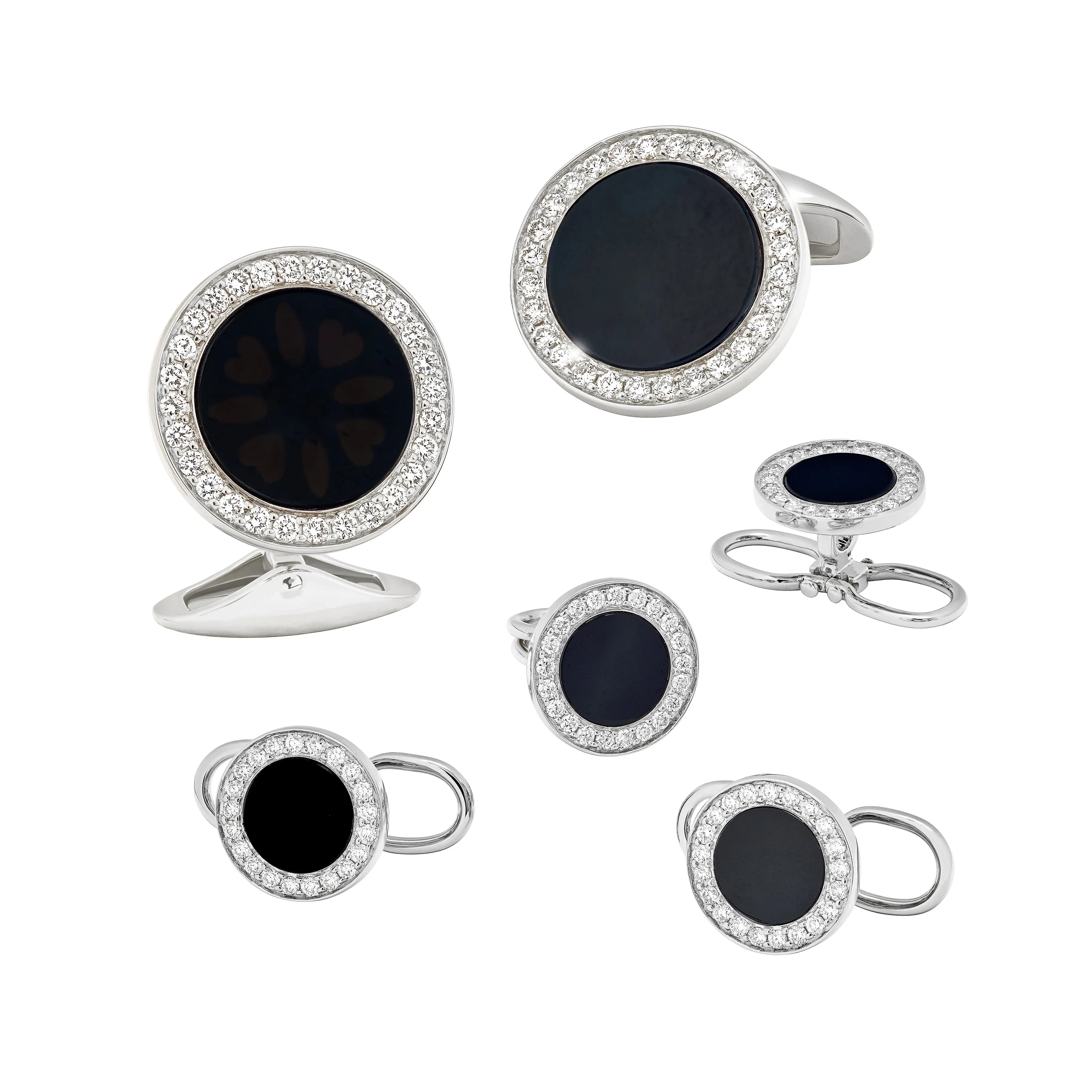 Black Onyx & Diamond 18K White Gold Tuxedo Set