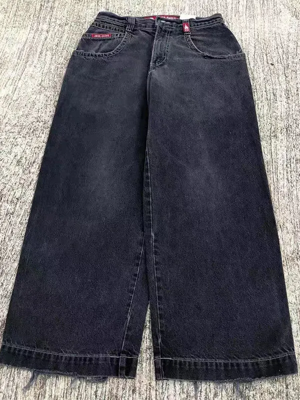 Black Y2k American Retro Hip Hop Boyfriend Jeans