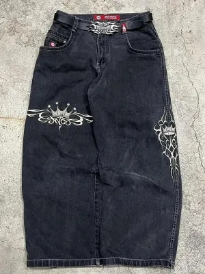 Black Y2k American Retro Hip Hop Boyfriend Jeans