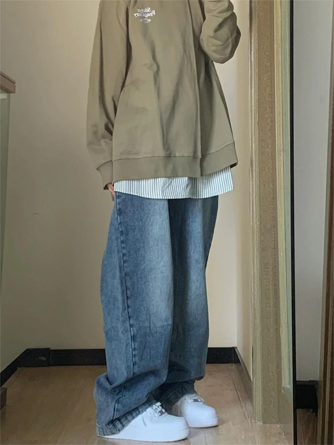 Blaue Basic Boyfriend Jeans mit Verwaschenem Look