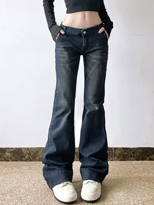 Blaue Retro Sexy Niedrigbund Flare Jeans