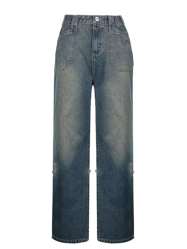 Blue denim baggy boyfriend jeans